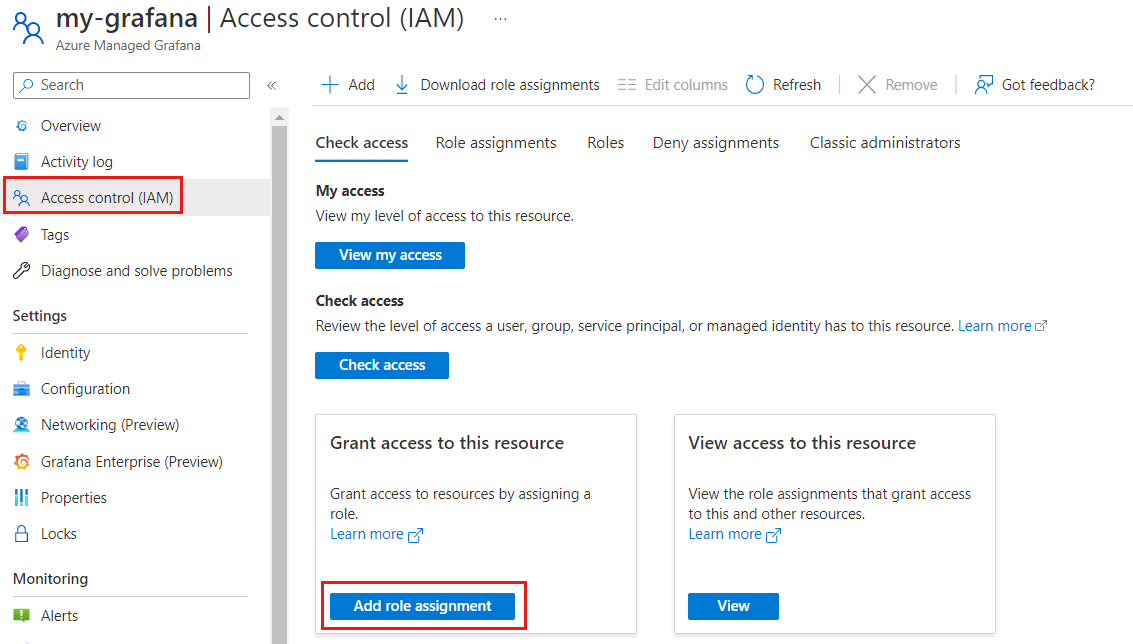 Capture d’écran de Ajouter une attribution de rôle dans la plateforme Azure.