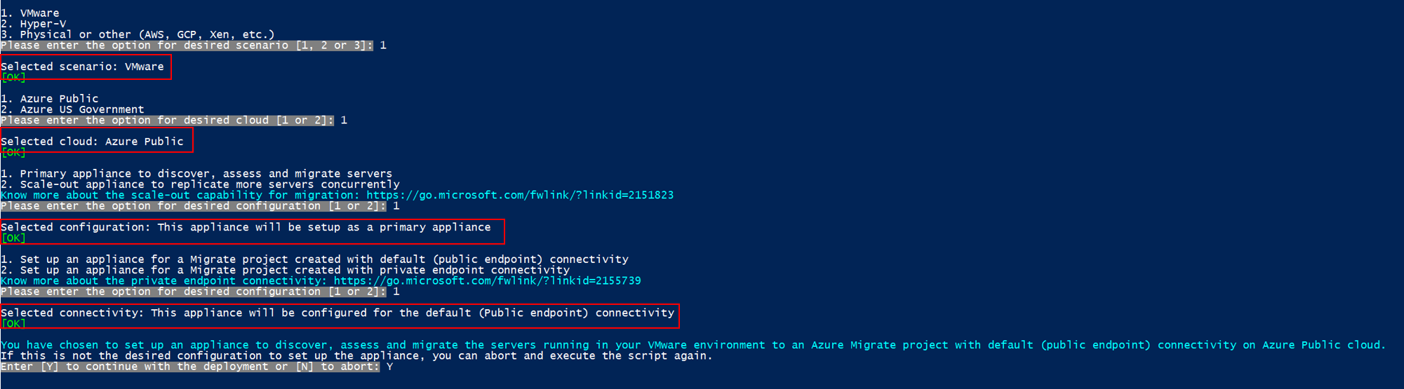 Capture d’écran montrant comment configurer l’appliance VMware avec la configuration souhaitée.