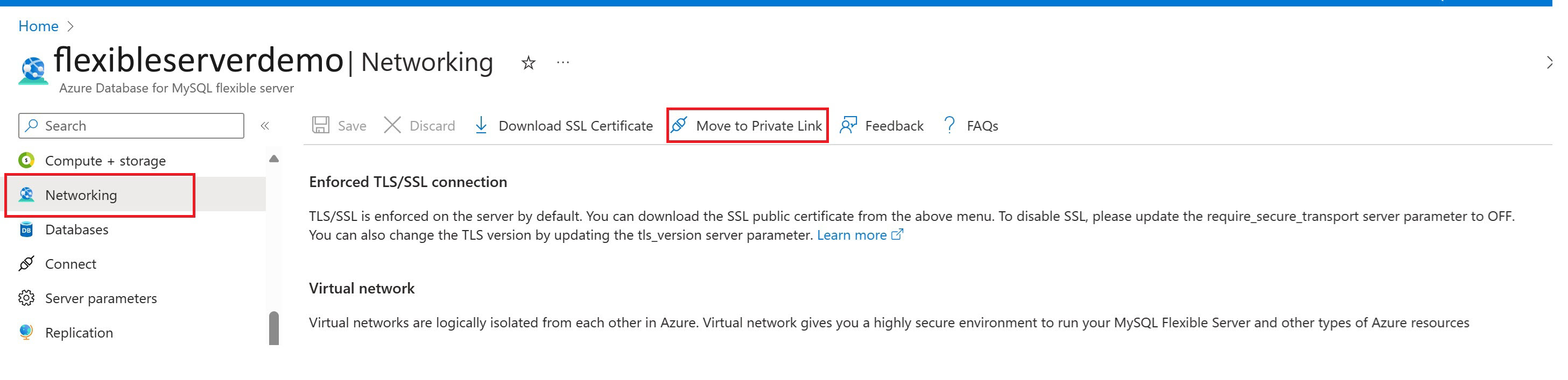 Capture d’écran de la page de réseau Azure pour commencer le processus.