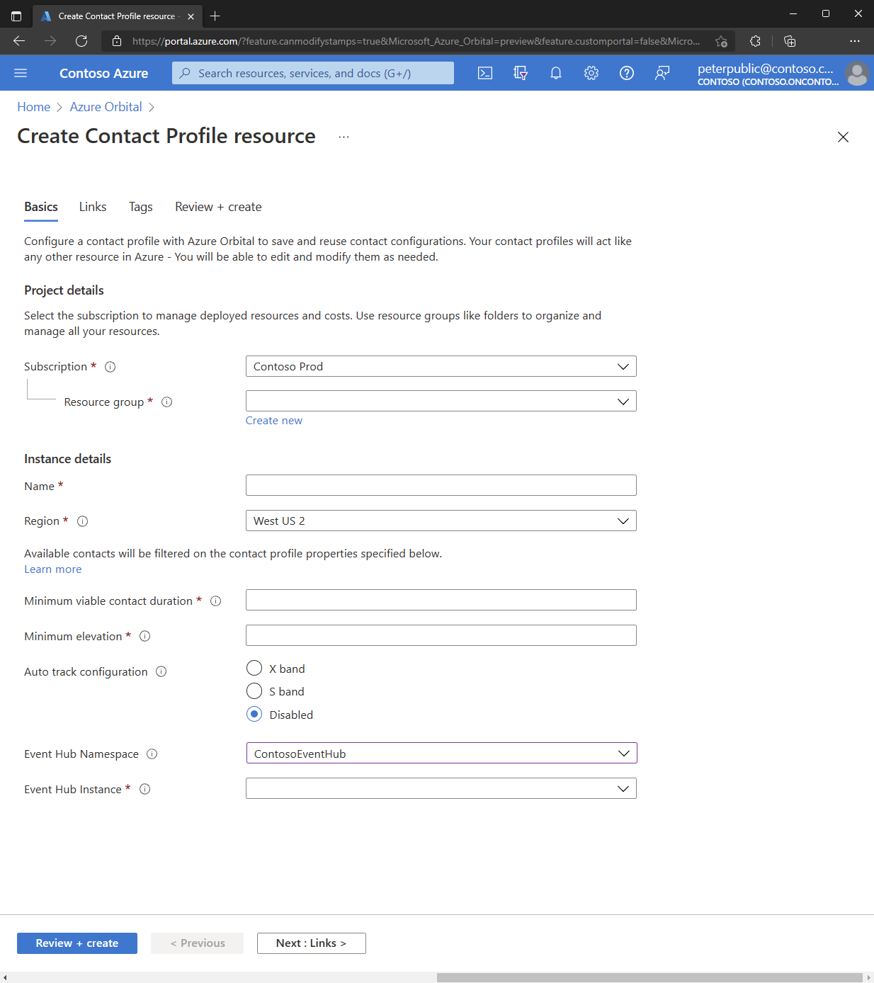Screenshot of the contact profile basics page.