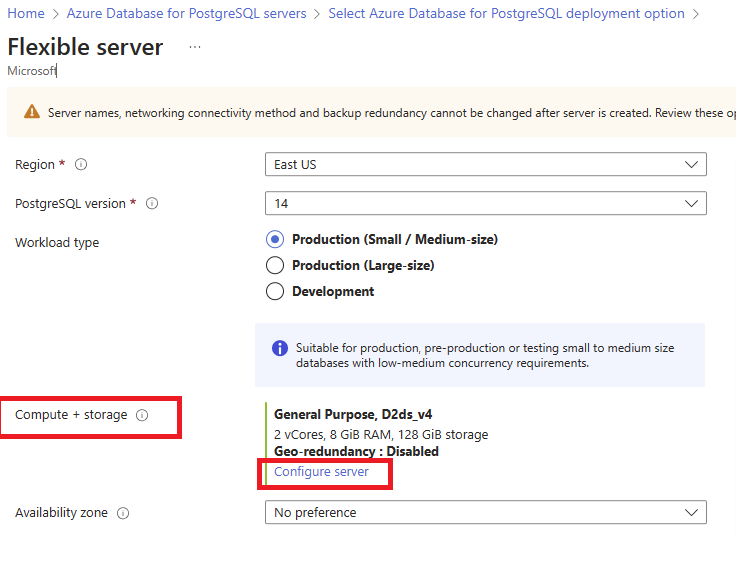 Capture d’écran montrant la configuration du serveur pendant l’approvisionnement.