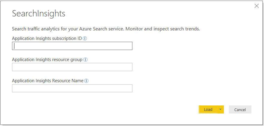 Capture d’écran montrant comment se connecter à Application Insights à partir de Power BI.