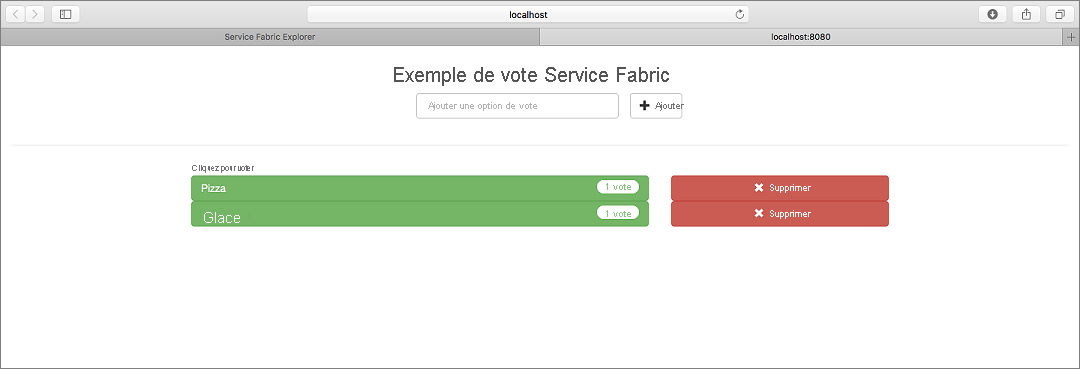 Exemple de vote Service Fabric