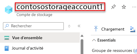 A screenshot showing how to find the storage account name.