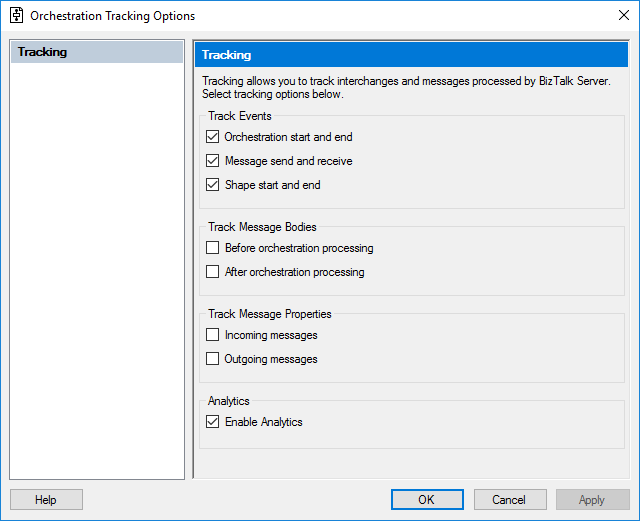 Activer le suivi Analytique dans une orchestration dans BizTalk Server