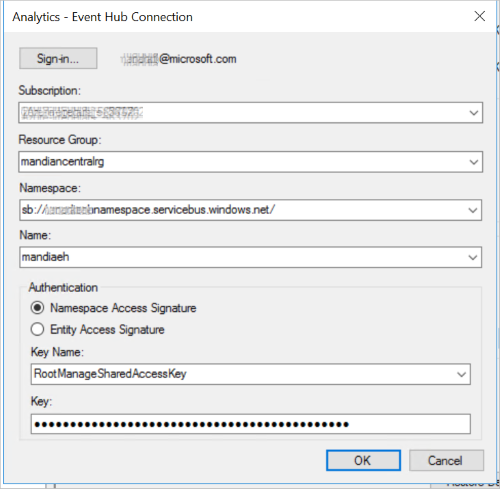 Sélectionnez le instance Azure Event Hub dans BizTalk Server