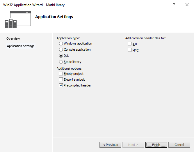 Capture d’écran de la page des paramètres de l’assistant d'application Win32.