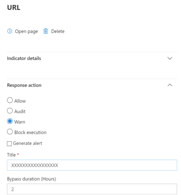 Formulaire de configuration des URL et adresses IP de blocage SmartScreen pour la protection réseau.