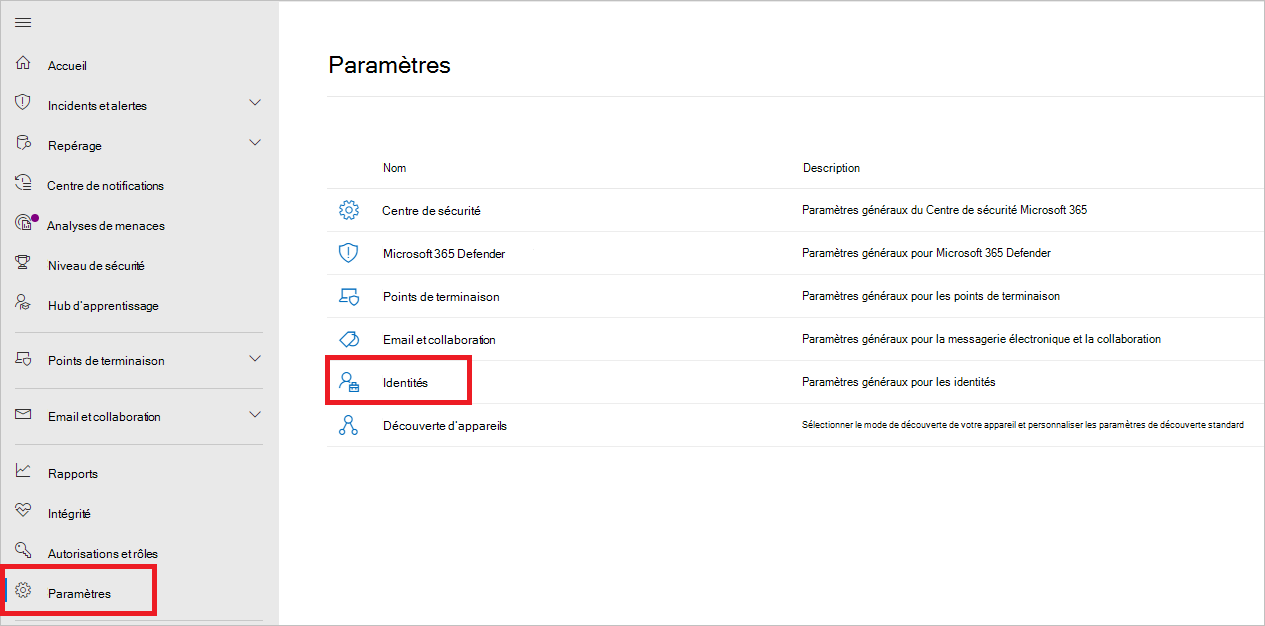 Accédez à Paramètres, puis Identités.