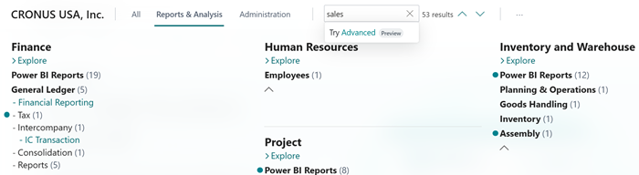 Recherche avancée sur l’Explorateur de rôles