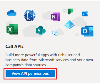 Capture d’écran montrant la page « Appeler une API » avec le bouton « Afficher les autorisations de l’API » sélectionné.