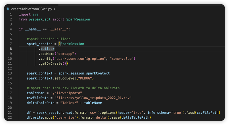 Capture d’écran d’un exemple de code, montrant le code source avant la modification.