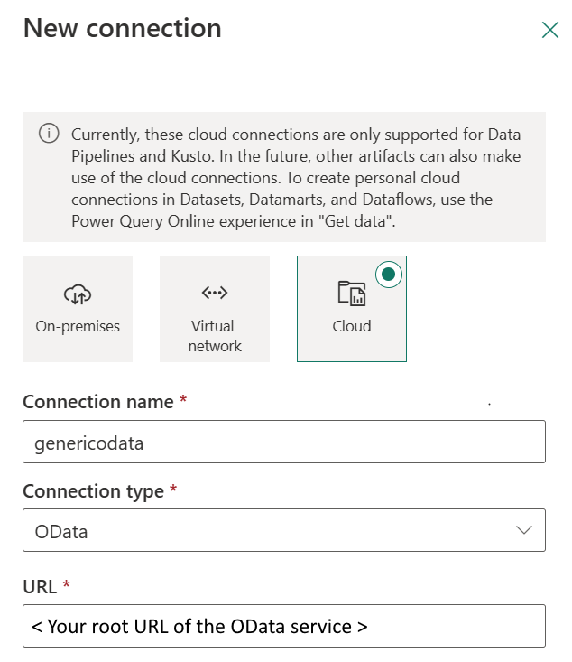 Capture d'écran montrant comment définir une nouvelle connexion.