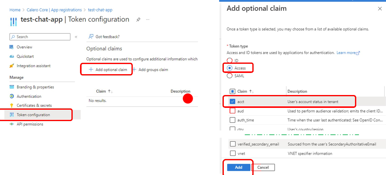 Configurez le jeton d’authentification.