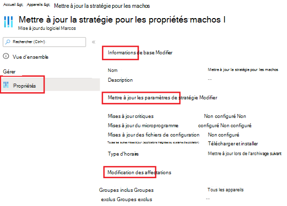 Capture d’écran de la page de modification de stratégie.