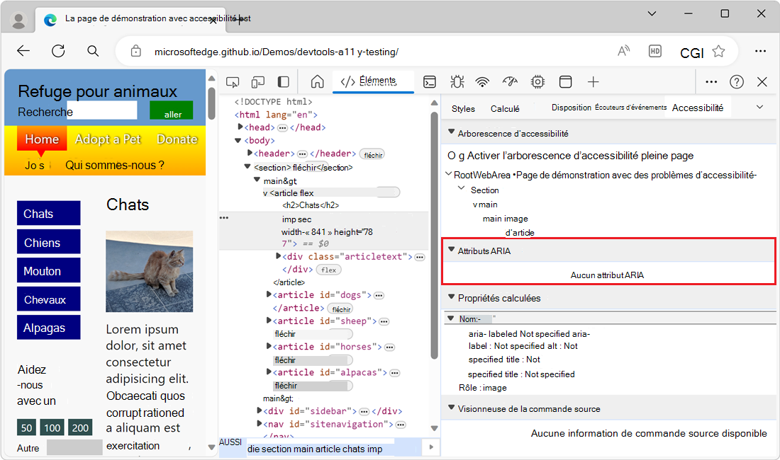 Section Attributs ARIA