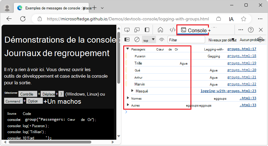 Journaliser un grand nombre de valeurs en tant que groupes