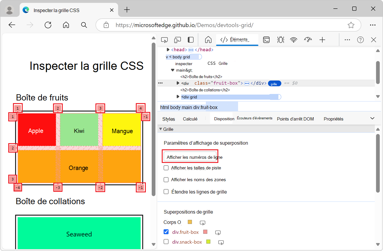 Afficher les numéros de ligne