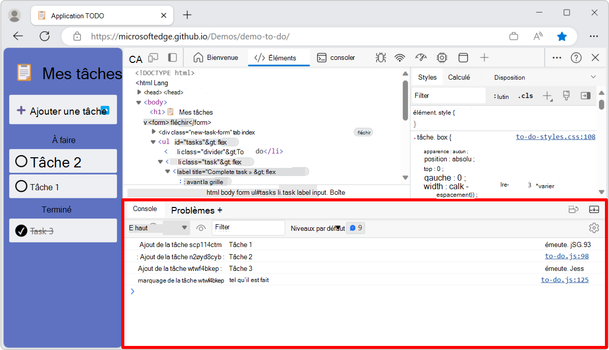 Panneau Affichage rapide