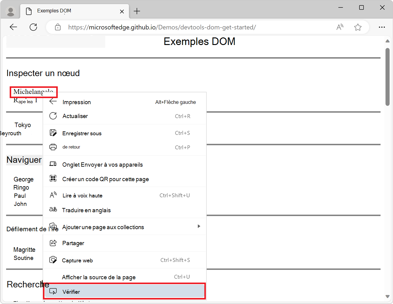 Inspection d’un nœud
