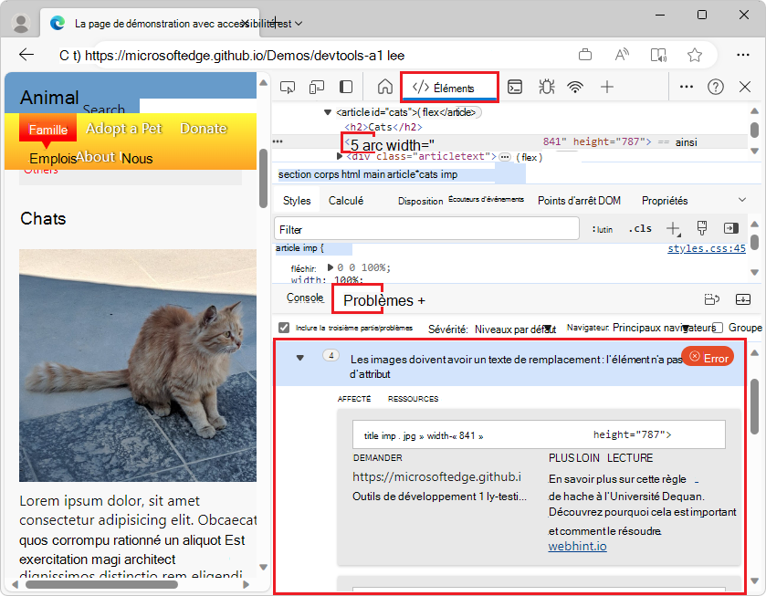 Détails sur les problèmes liés à un élément ondulé-souligné dans l’arborescence DOM