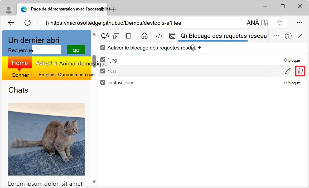 Suppression d’une demande bloquée
