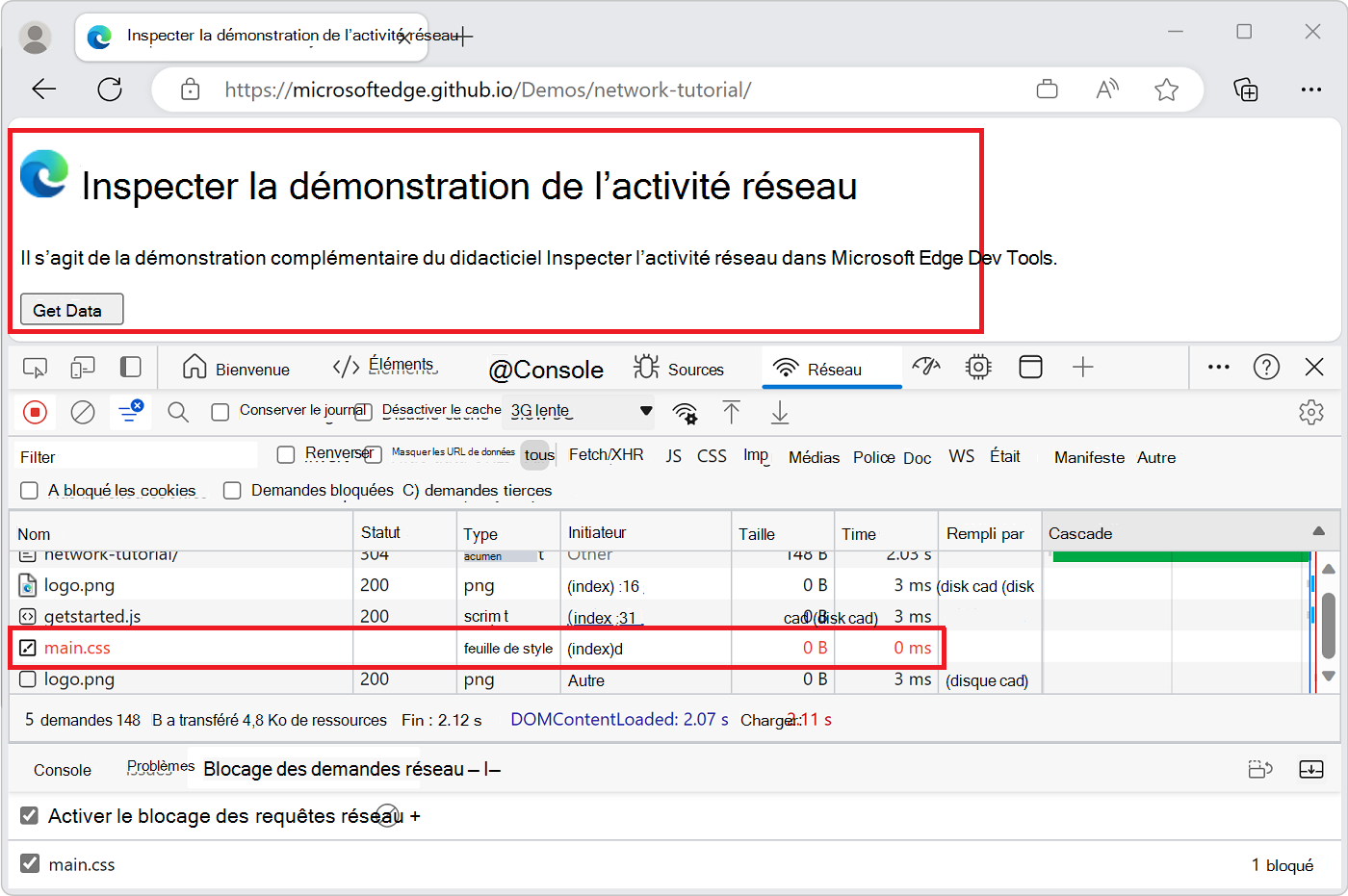 main.css a été bloqué