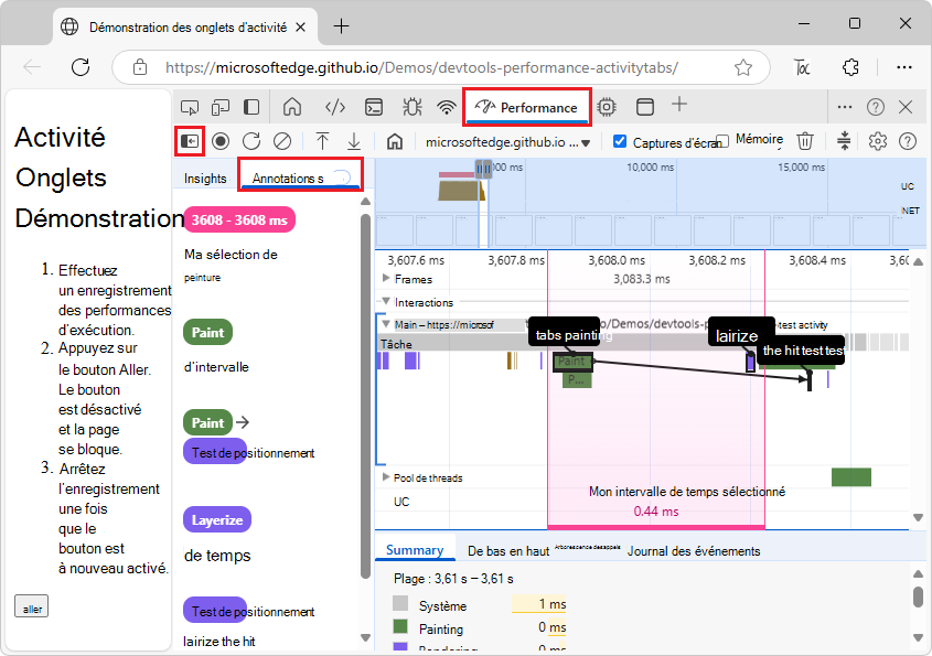 Annotations sur un enregistrement de performances