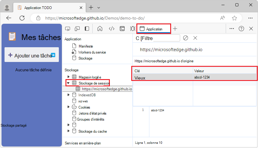 Partie vide de la table à double-cliquer afin de créer une nouvelle paire clé-valeur