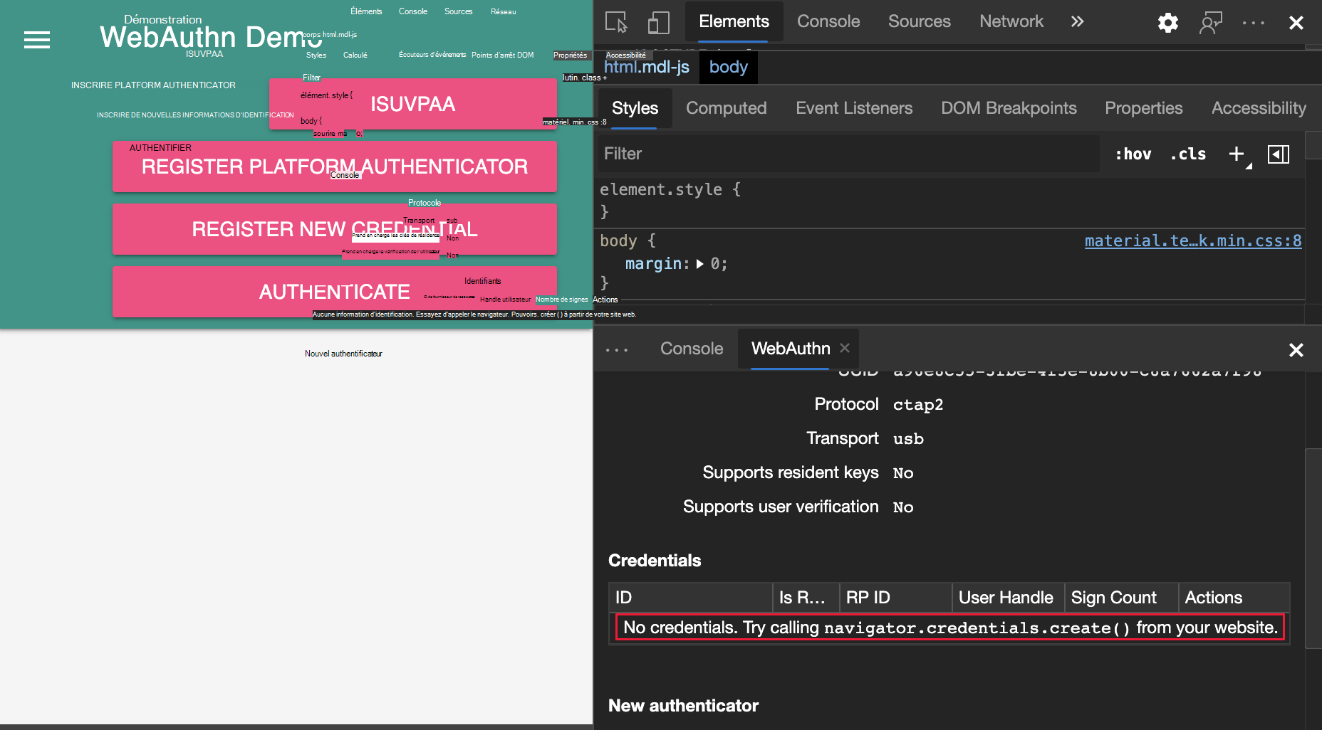 Aucune information d’identification