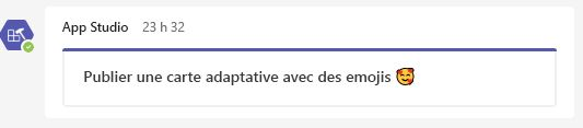 Capture d’écran montrant un emoji carte adaptatif.