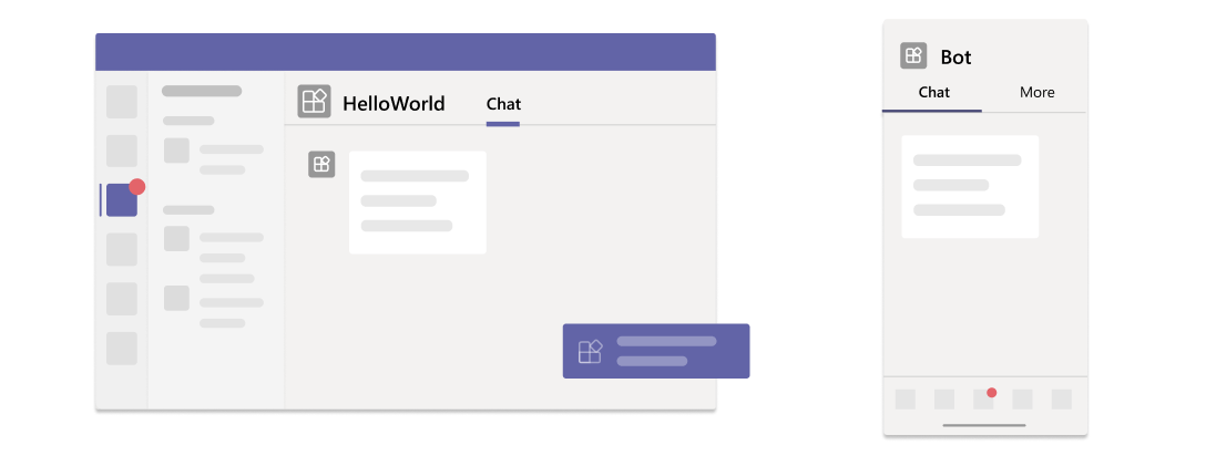 Capture d’écran montrant le bot de notification conceptuelle dans le client Teams