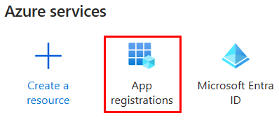 Capture d’écran montrant les services Azure pour sélectionner Inscriptions d’applications.