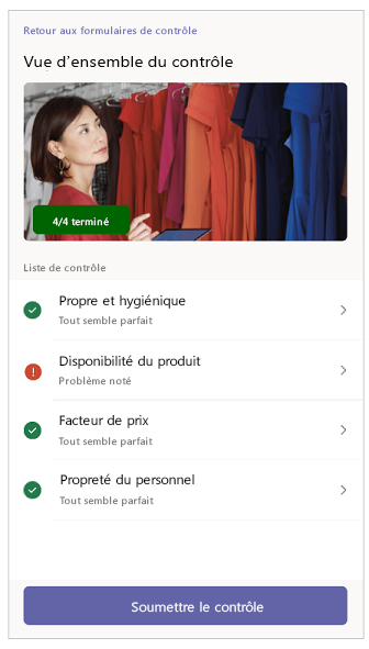 Capture d’écran de l’application Inspection pour Microsoft Teams.