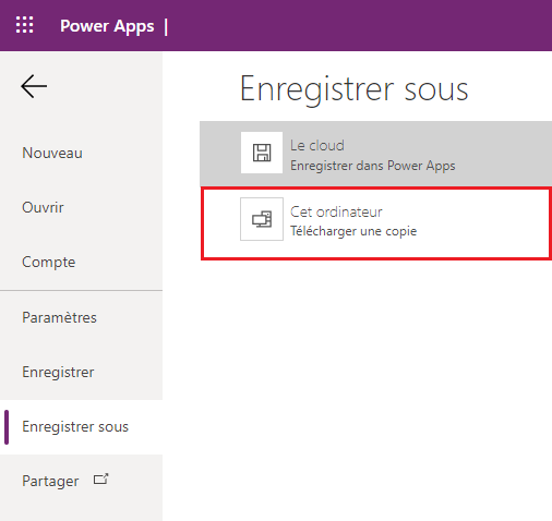 Enregistrer l’application.