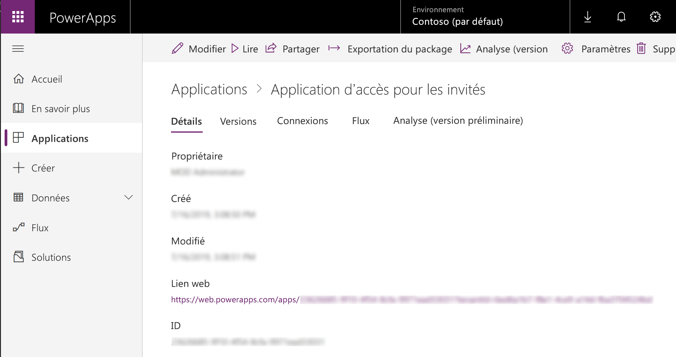 Détails sur l’application canevas.