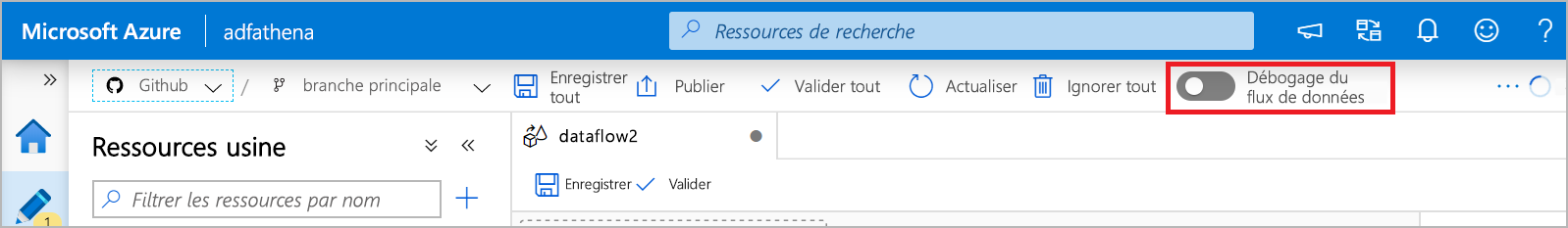 Mode de débogage du dataflow Mode de débogage du dataflow.