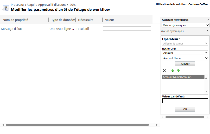 Définir les paramètres d’entrée pour l’action ApprovalProcess.