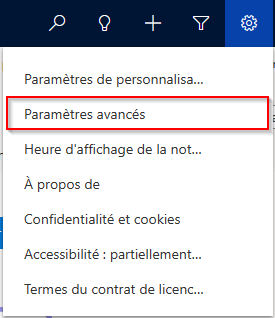 Paramètres avancés.