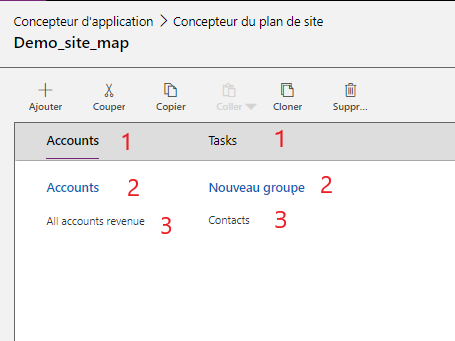 Affichage d’une application au sein du concepteur de plan de site