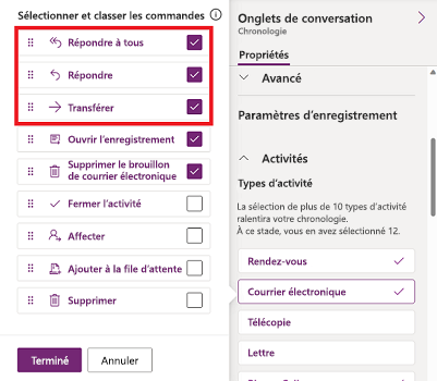 Configurer le formulaire pour le courrier électronique