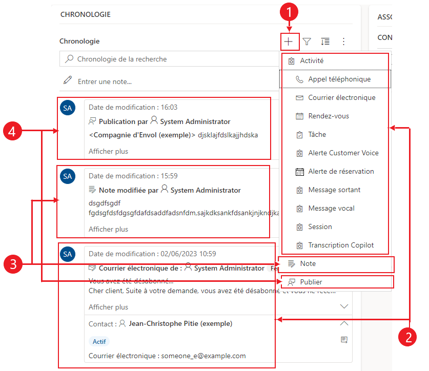 Options d’affichage – Types d’enregistrement affichés