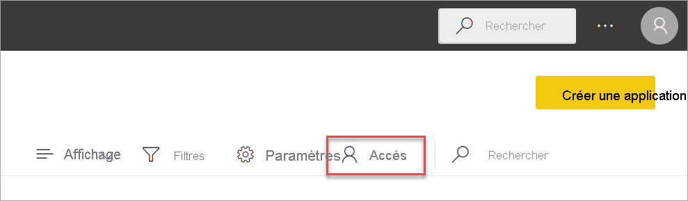 Capture d’écran montrant la liste de contenu Espaces de travail.