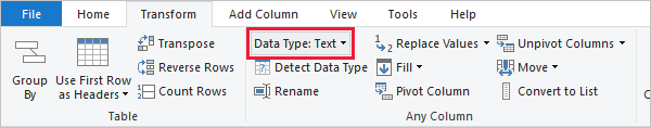 Sélectionner Type de données : Texte
