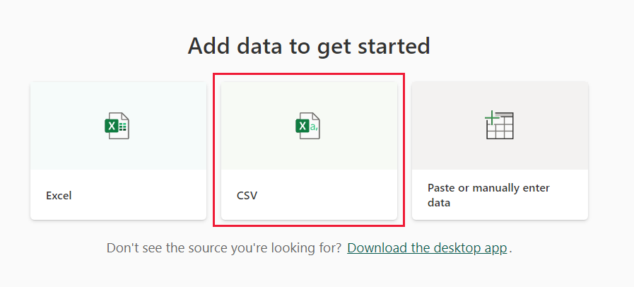 Capture d’écran des icônes de type de fichier avec CSV mis en surbrillance.