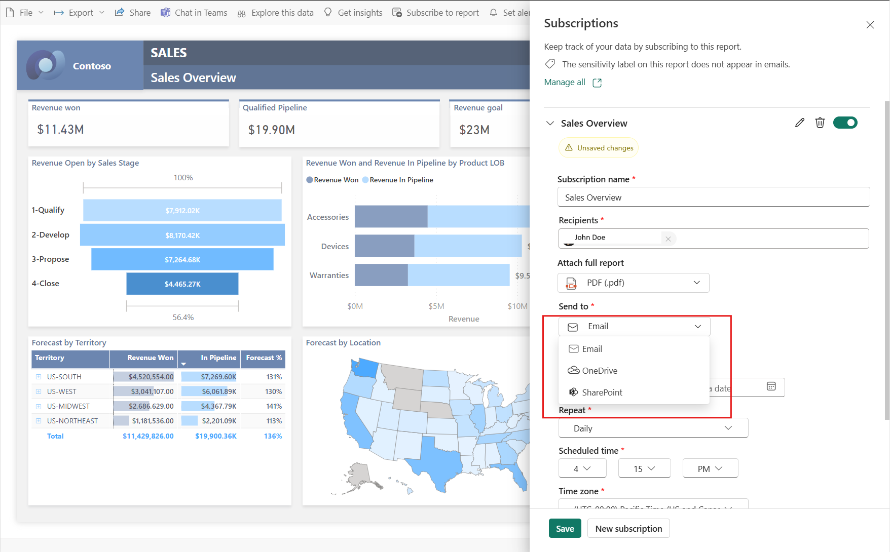 Capture d’écran montrant l’abonnement OneDrive SharePoint.