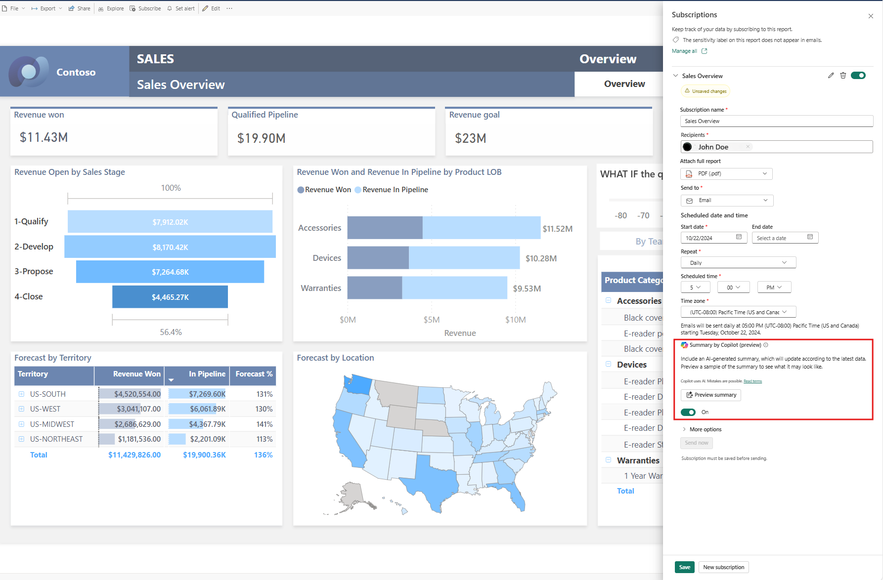 Capture d’écran montrant l’inscription pour le résumé de l’abonnement.