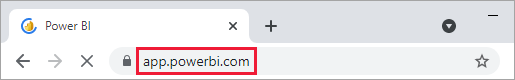 Capture d’écran d’un navigateur avec l’adresse web Power BI dans la barre d’adresses.