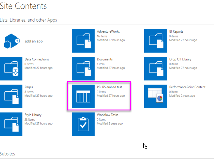 Capture d’écran de l’application de page Contenu du site.