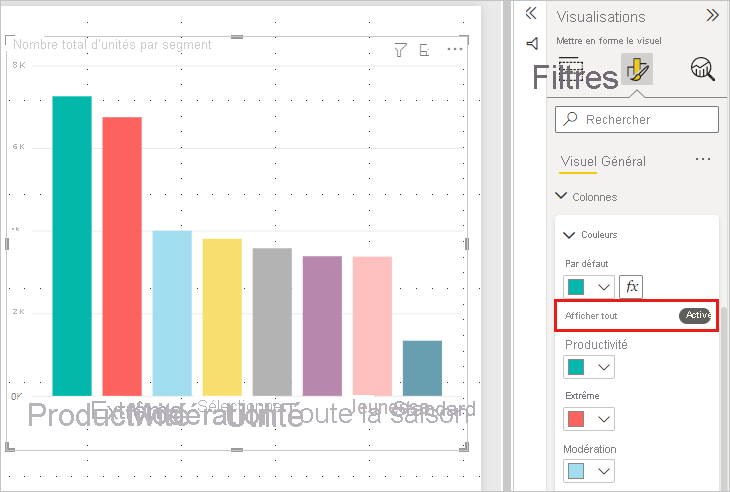 Screenshot showing Chart with new colors applied to some columns.